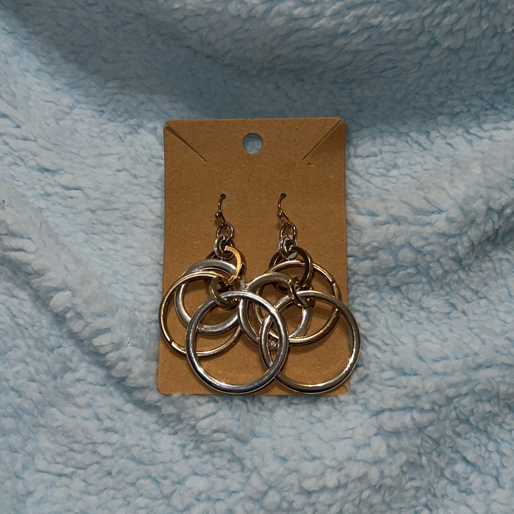 Interesting dangle earrings gold and silver